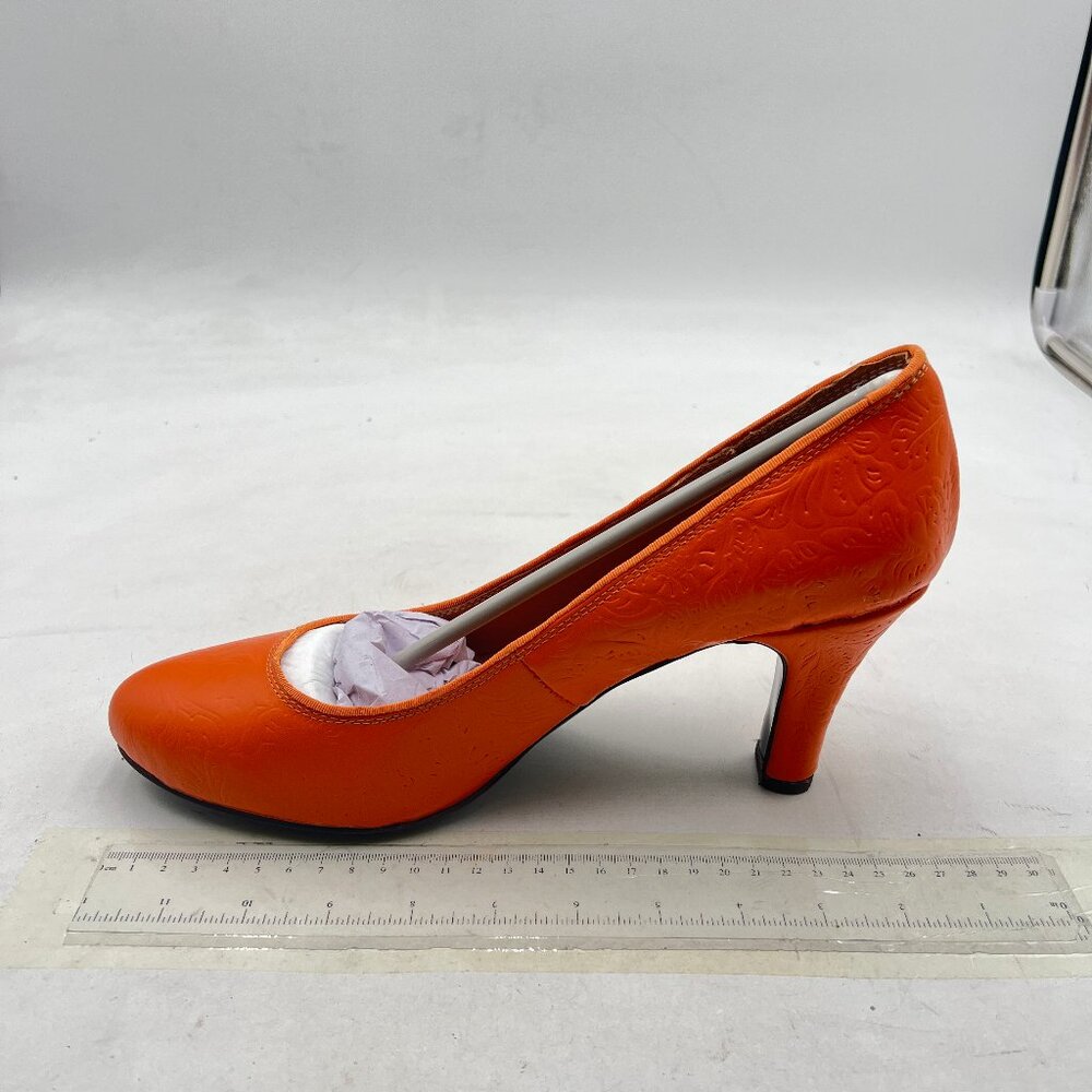 Orange Formal Pointed Toe Pumps Chunky Heel Sexy Slip On Office Cute Shoes